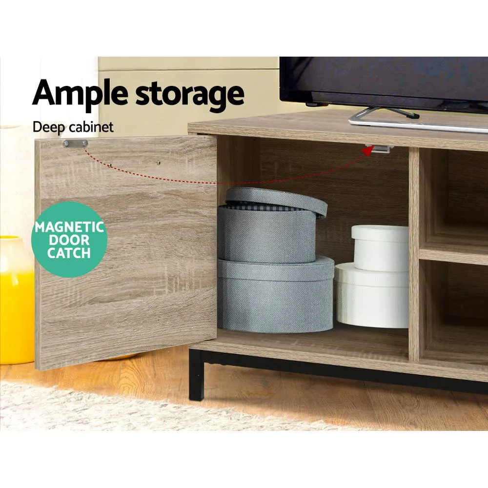 132cm Oak TV Cabinet / Entertainment Unit With Metal Frame