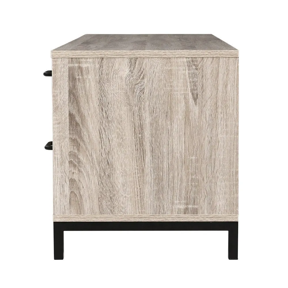 132cm Oak TV Cabinet / Entertainment Unit With Metal Frame