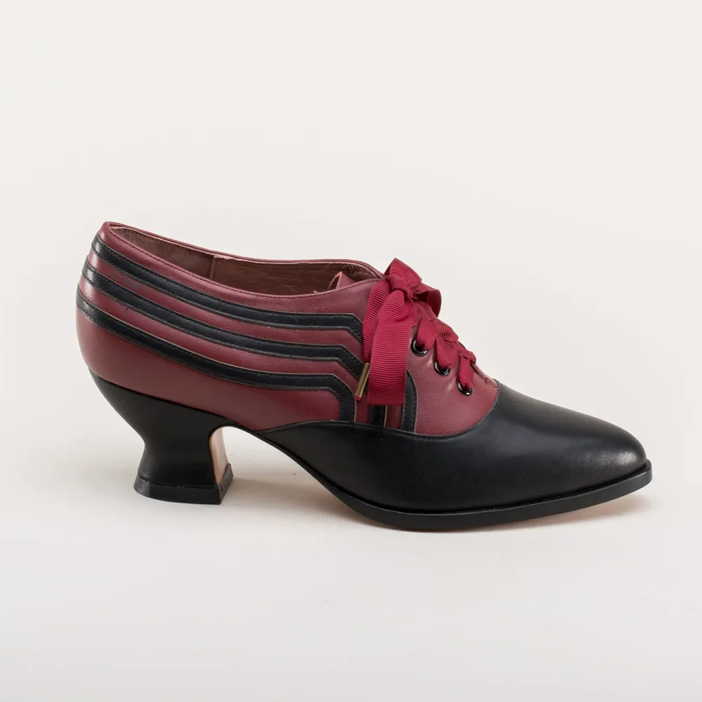 Bernadette Women's Edwardian Oxfords Wide (Burgundy/Black)