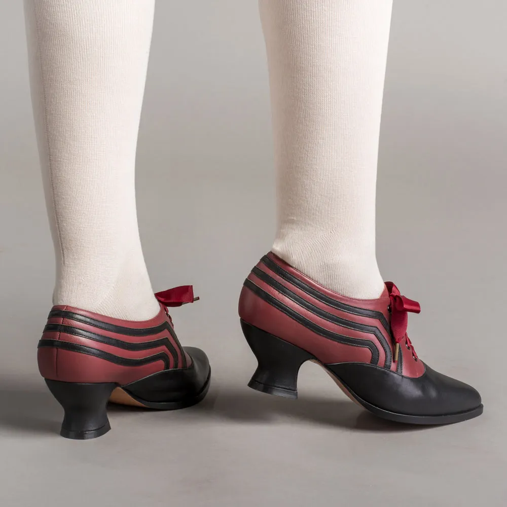 Bernadette Women's Edwardian Oxfords Wide (Burgundy/Black)