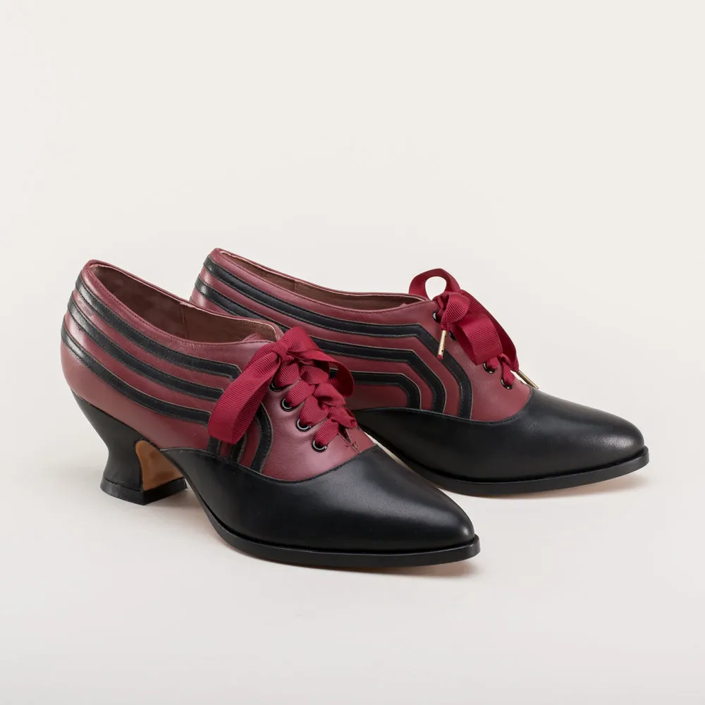 Bernadette Women's Edwardian Oxfords Wide (Burgundy/Black)