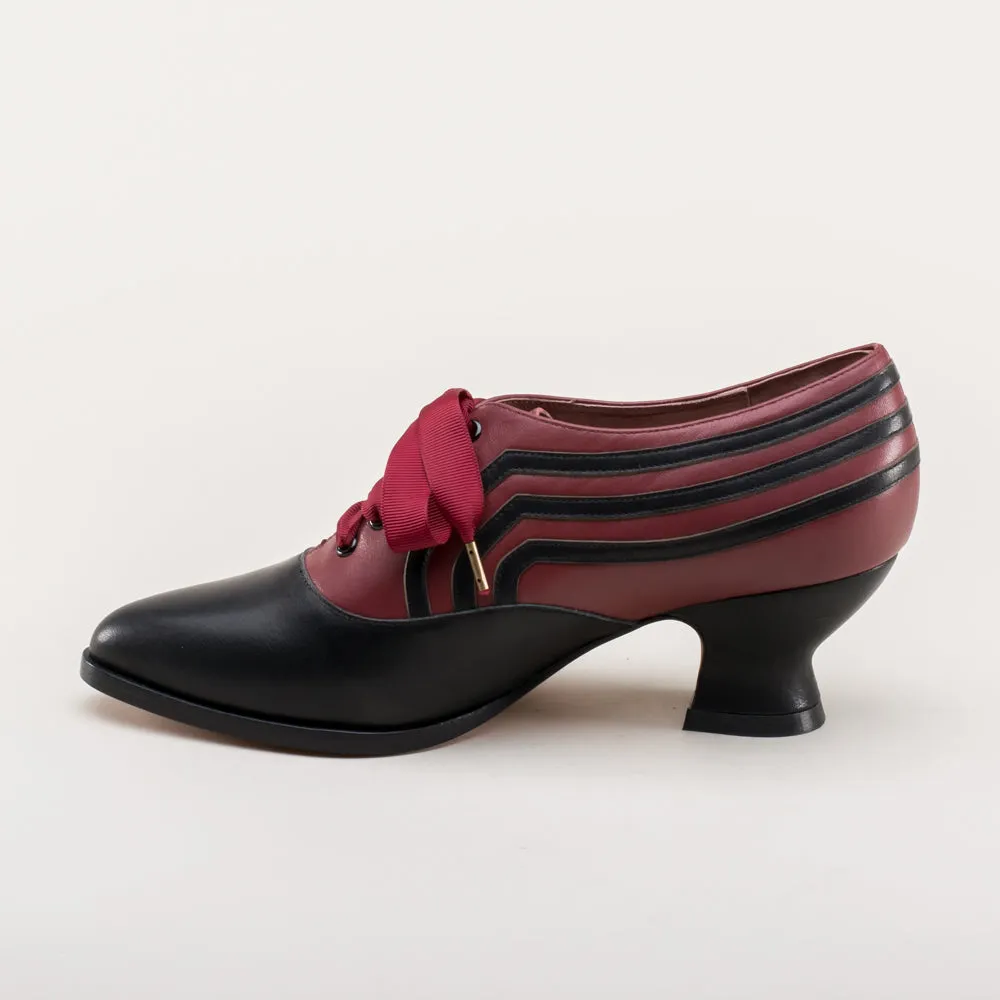 Bernadette Women's Edwardian Oxfords Wide (Burgundy/Black)
