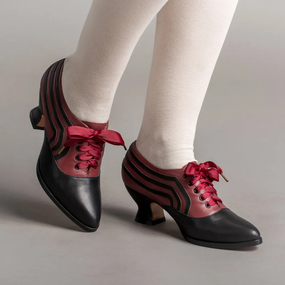 Bernadette Women's Edwardian Oxfords Wide (Burgundy/Black)