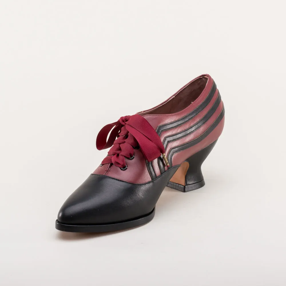 Bernadette Women's Edwardian Oxfords Wide (Burgundy/Black)