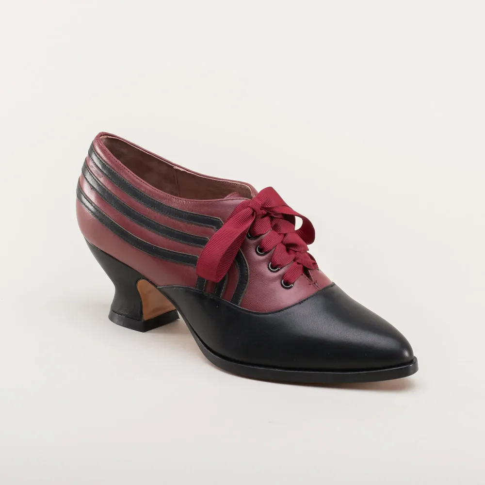 Bernadette Women's Edwardian Oxfords Wide (Burgundy/Black)