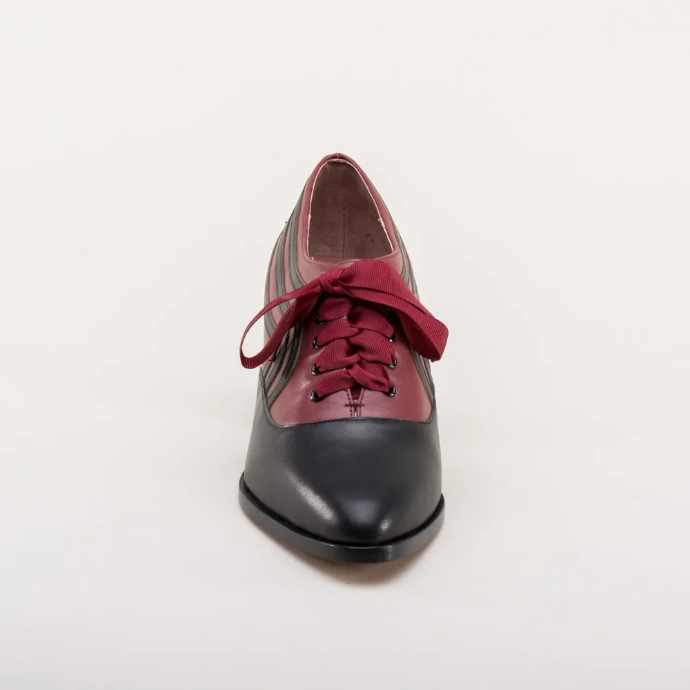 Bernadette Women's Edwardian Oxfords Wide (Burgundy/Black)