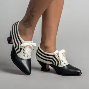 Bernadette Women's Edwardian Oxfords Wide (Ivory/Black)
