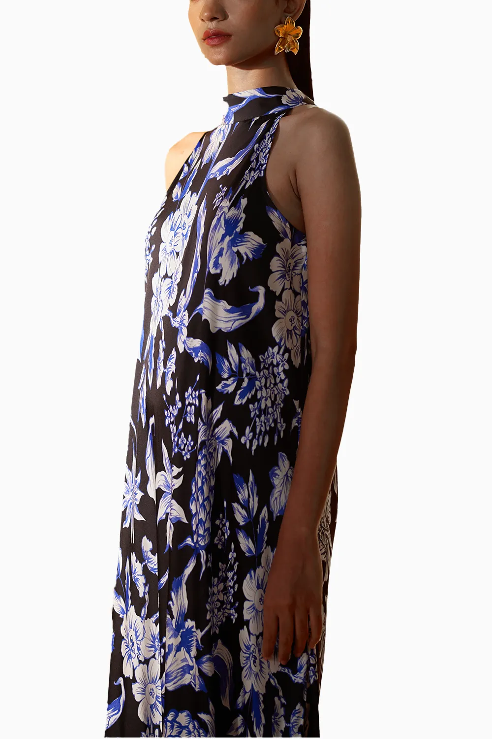 Black Pineapple Halter Dress