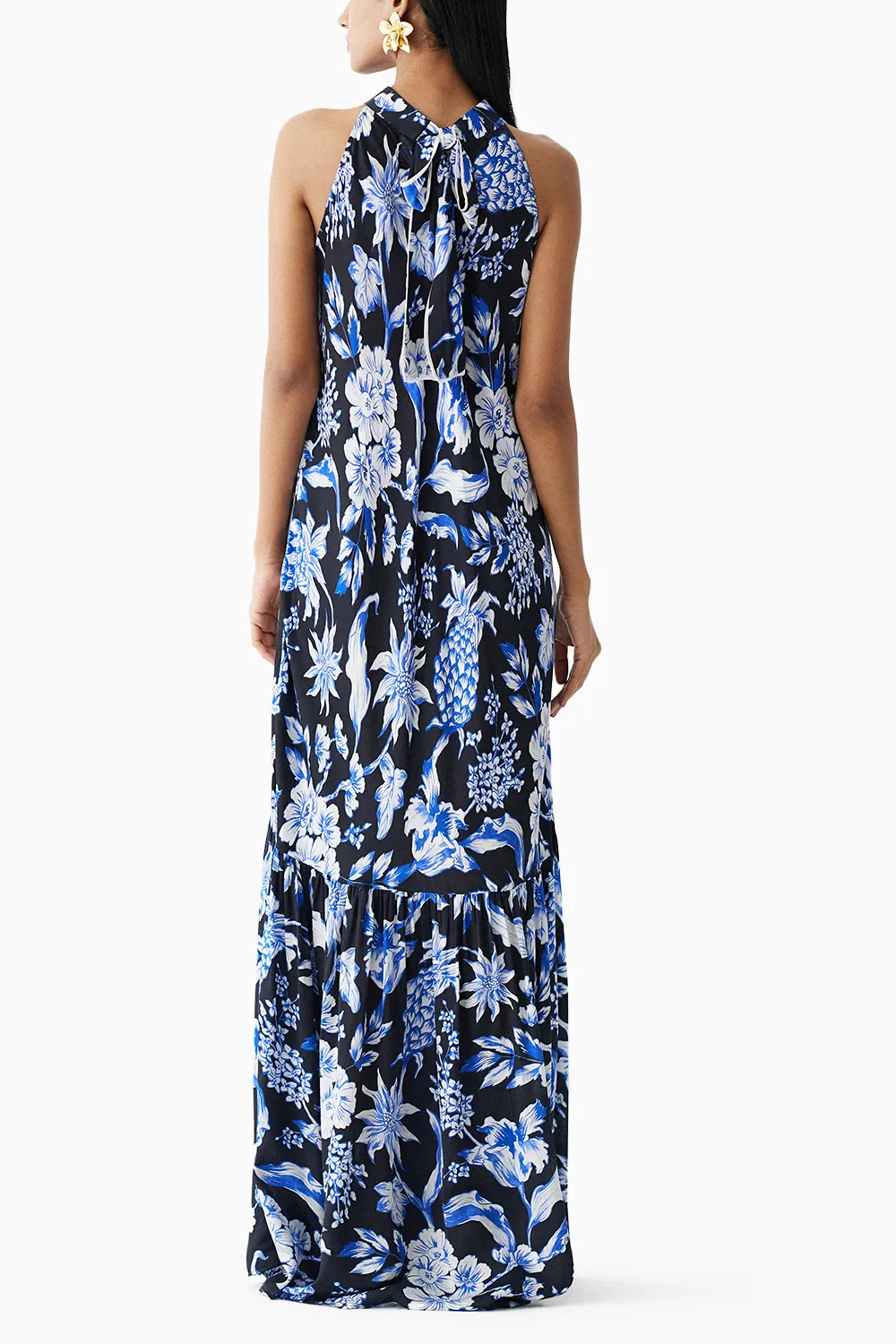 Black Pineapple Halter Dress