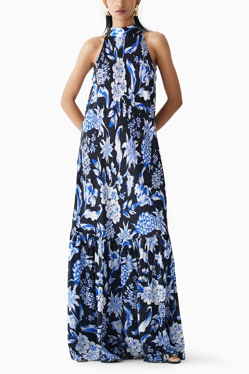 Black Pineapple Halter Dress