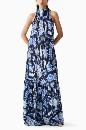 Black Pineapple Halter Dress