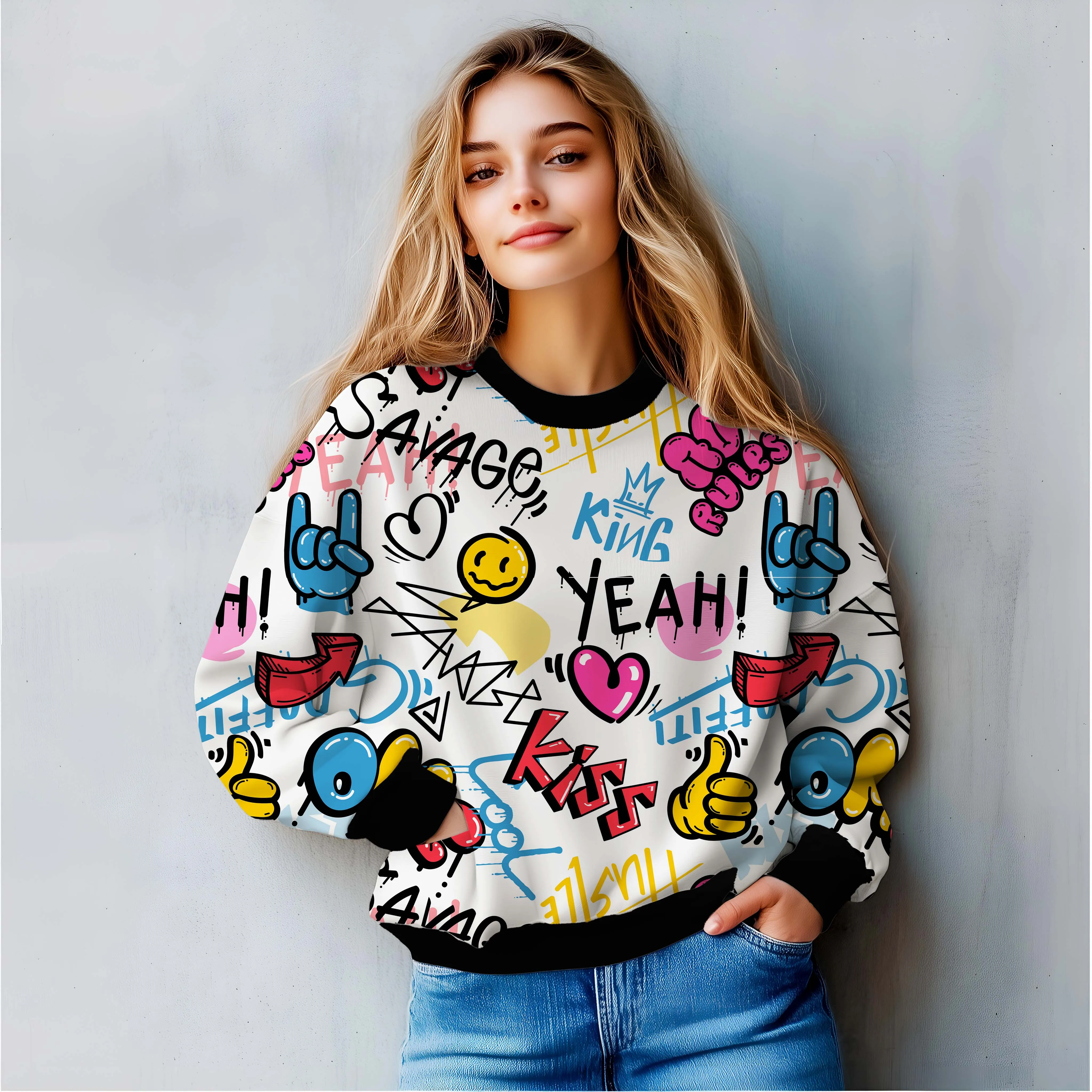 Bold Attitude All-Over Print Sweatshirt