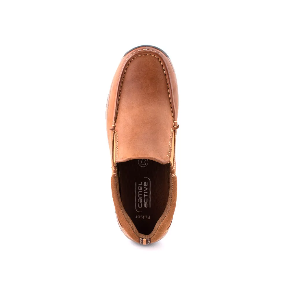 camel active Leather Plain Smooth Slip On Shoes Men Tan PULSOR 852408-RS1-8