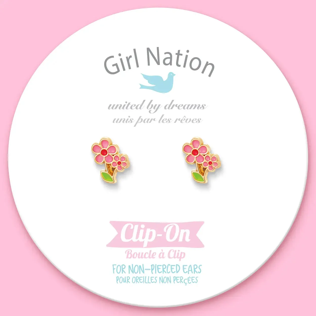 Clip On Cutie Earrings- Little Pink Flower