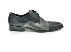 Di Franco Men's Two Tone Leather Derby's (Black/Gray) vero cuoio