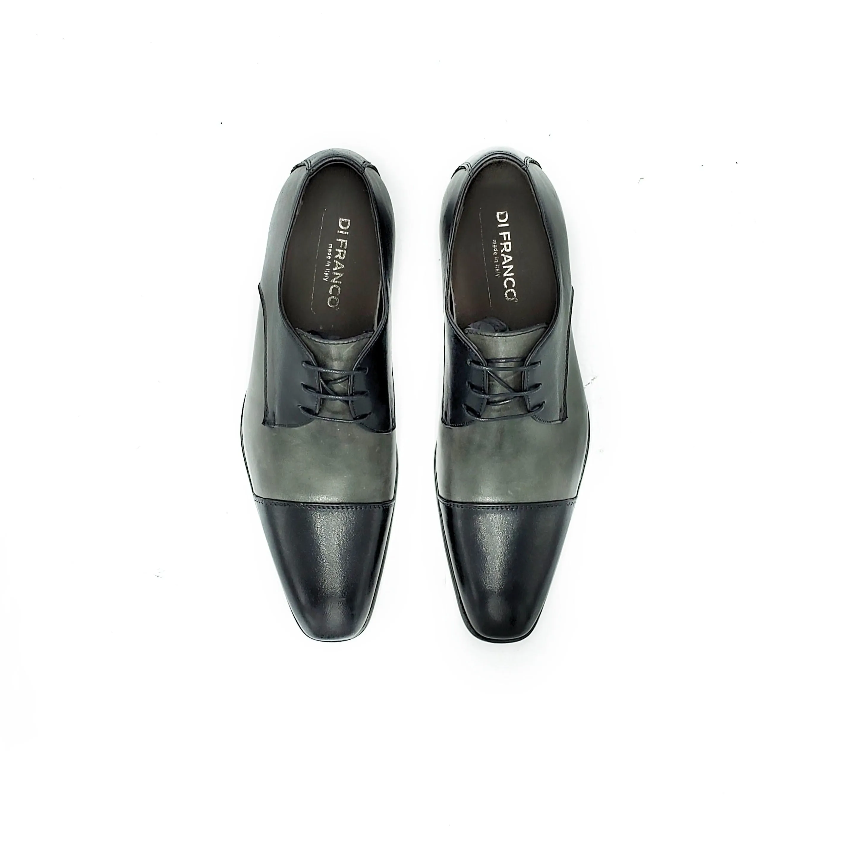 Di Franco Men's Two Tone Leather Derby's (Black/Gray) vero cuoio