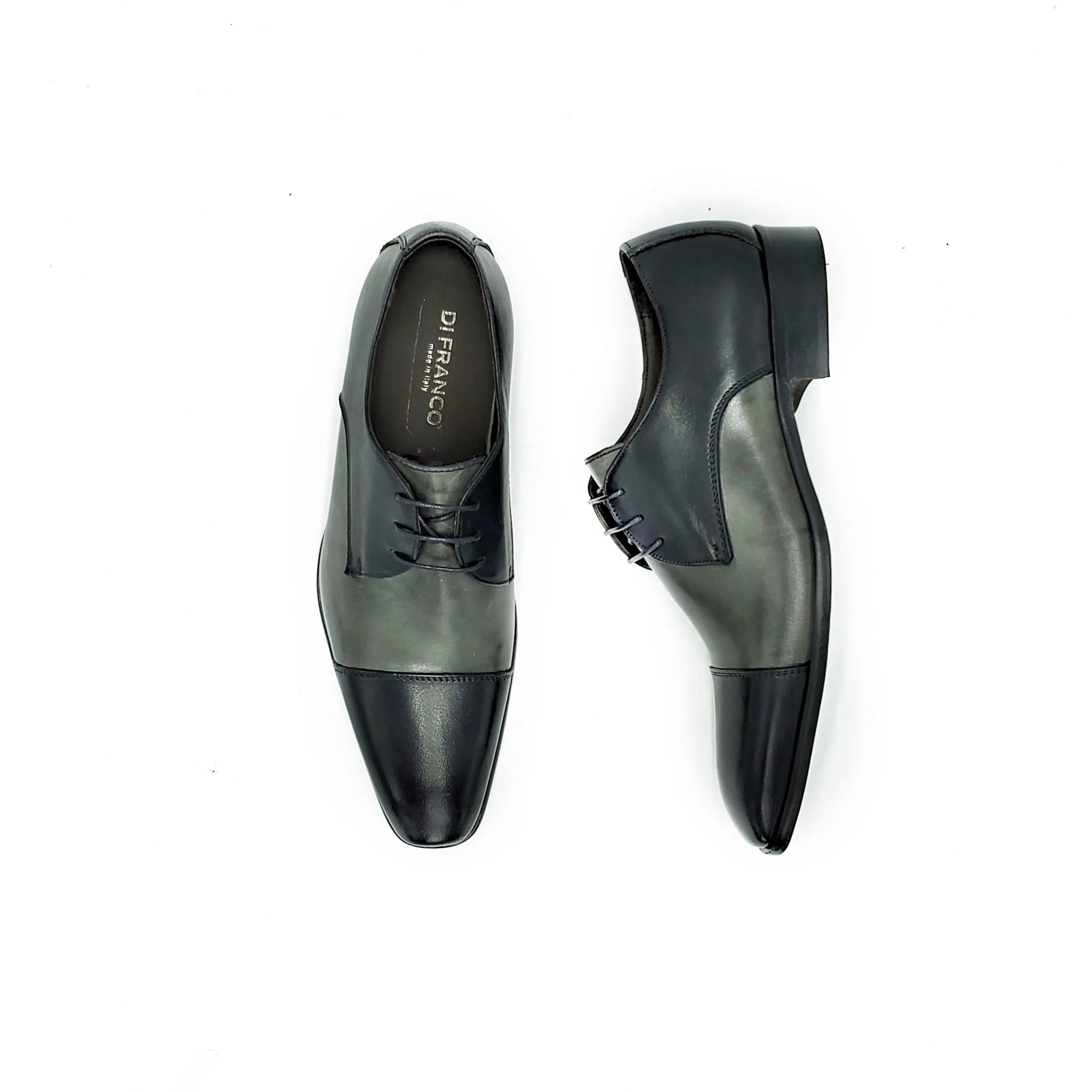 Di Franco Men's Two Tone Leather Derby's (Black/Gray) vero cuoio
