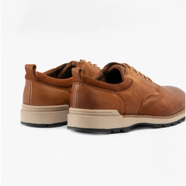 DYLAN Mens Leather Derby Shoes Brown