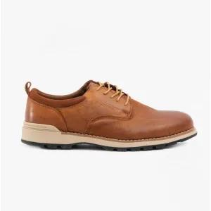 DYLAN Mens Leather Derby Shoes Brown