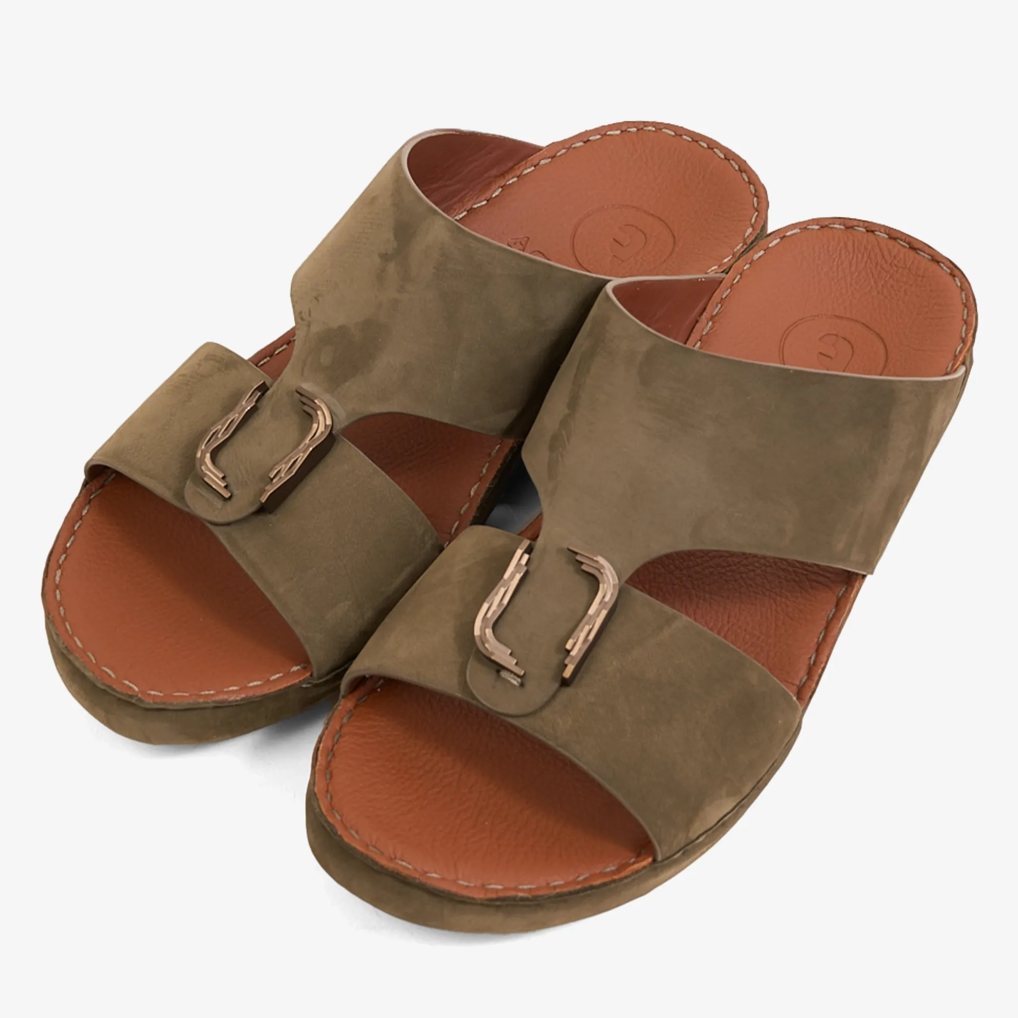 FARADA MODERN PREMIUM SUEDE ARABIC SANDALS OLIVE