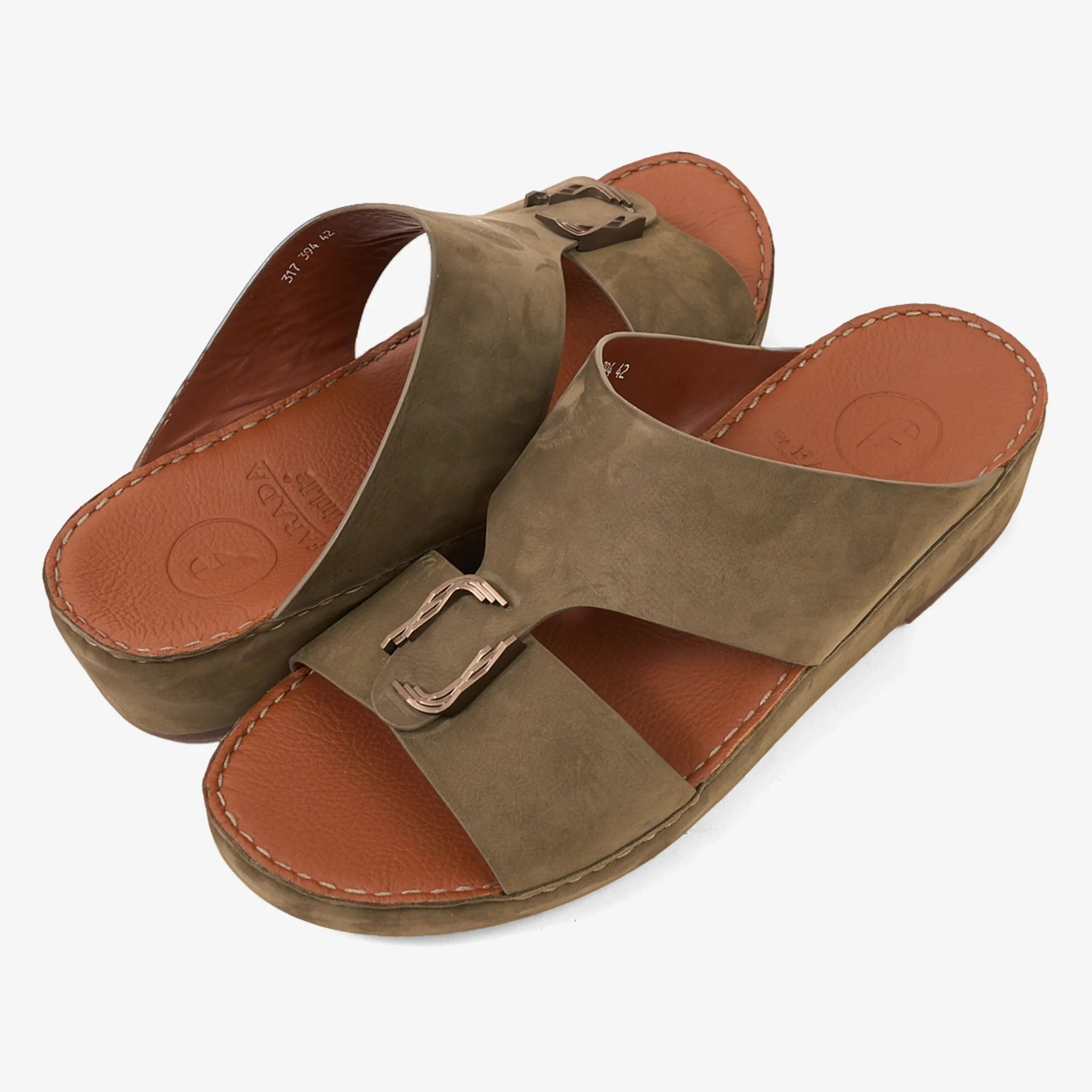 FARADA MODERN PREMIUM SUEDE ARABIC SANDALS OLIVE