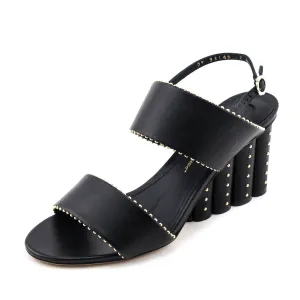 Ferragamo Black Studded Gavi Elongated Flower Block Sandals Size US 7 | IT 37B