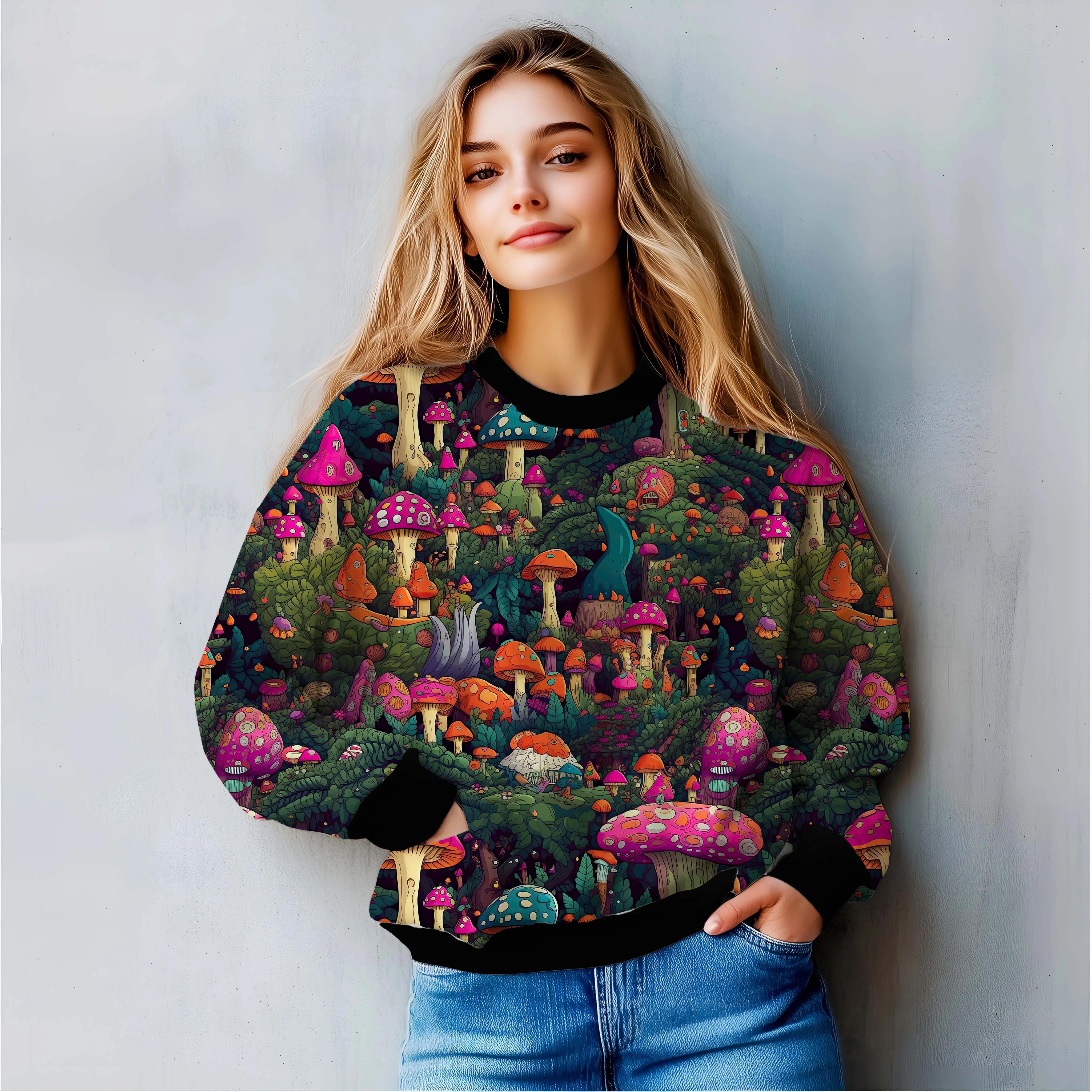 Field of Dreams: Flourish with Fungi All-Over Print Sweatshirt