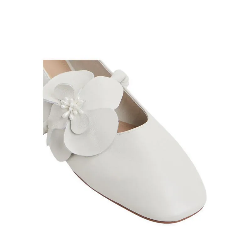 FLORALINA BALLERINAS & MARY JANES - WHITE/BONE