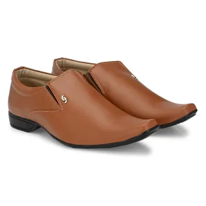Formal Shoes For Men Pure Synthetic Leather in Tan Color