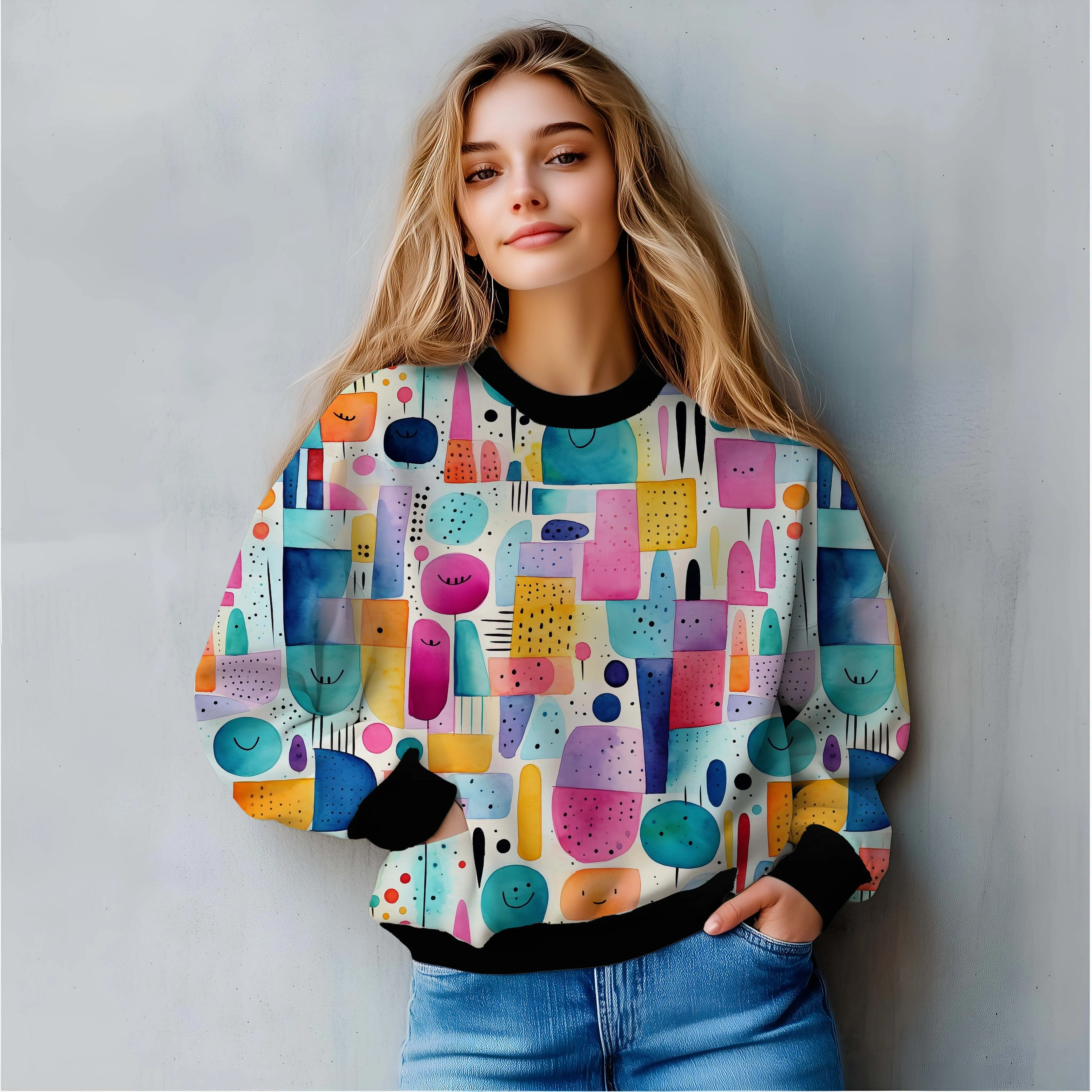 Geo Vibes: Embrace the Earthy Swirls All over print Sweatshirt