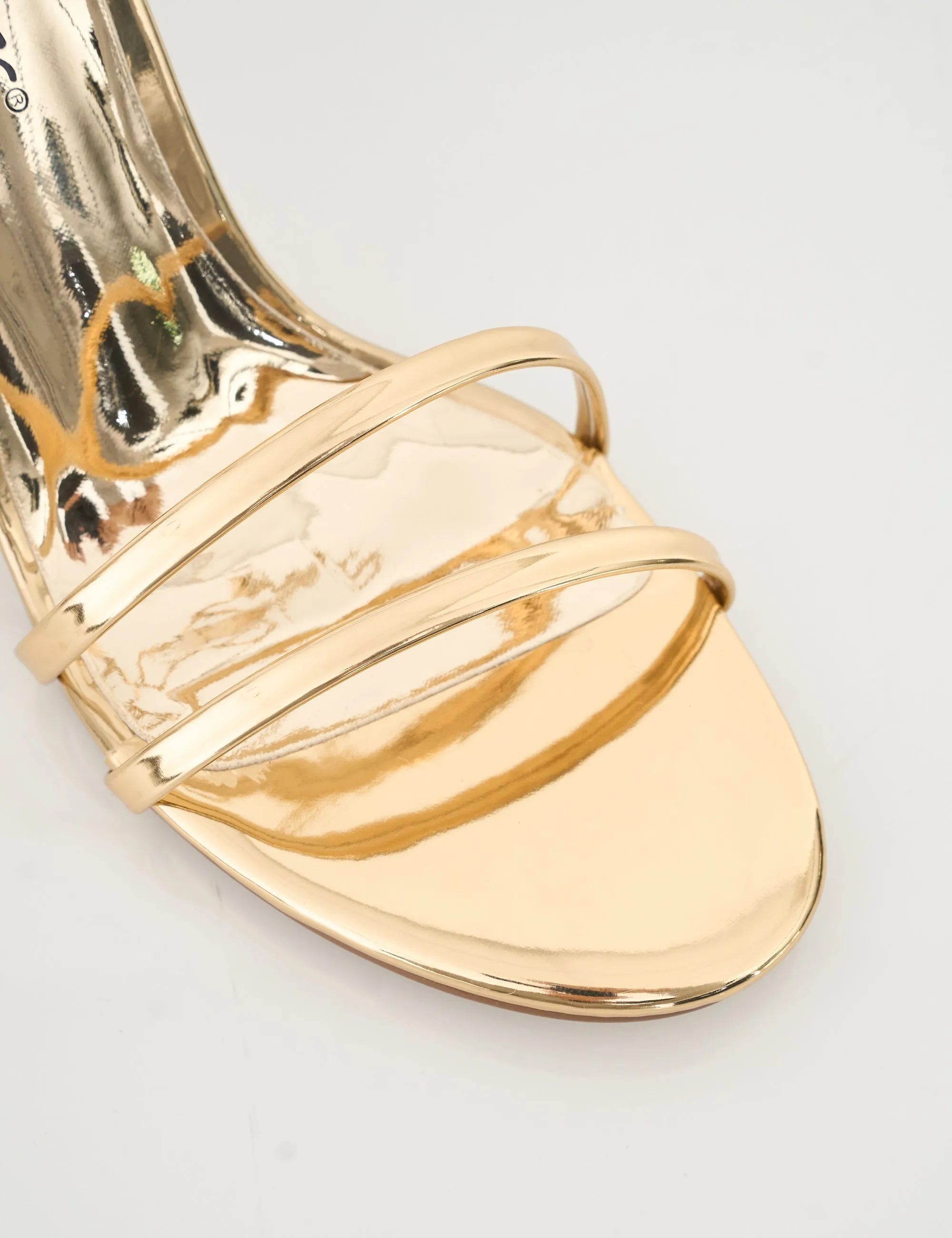 Idealist Gold Mirror Double Strap Barely There High Heels