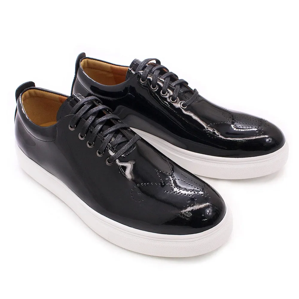 Luxury High Quality Mens Casual Shoes Patent Leather Lace Up Autumn Brand Comfortable Flat Oxford Shoes for Men Trendy Sneaker