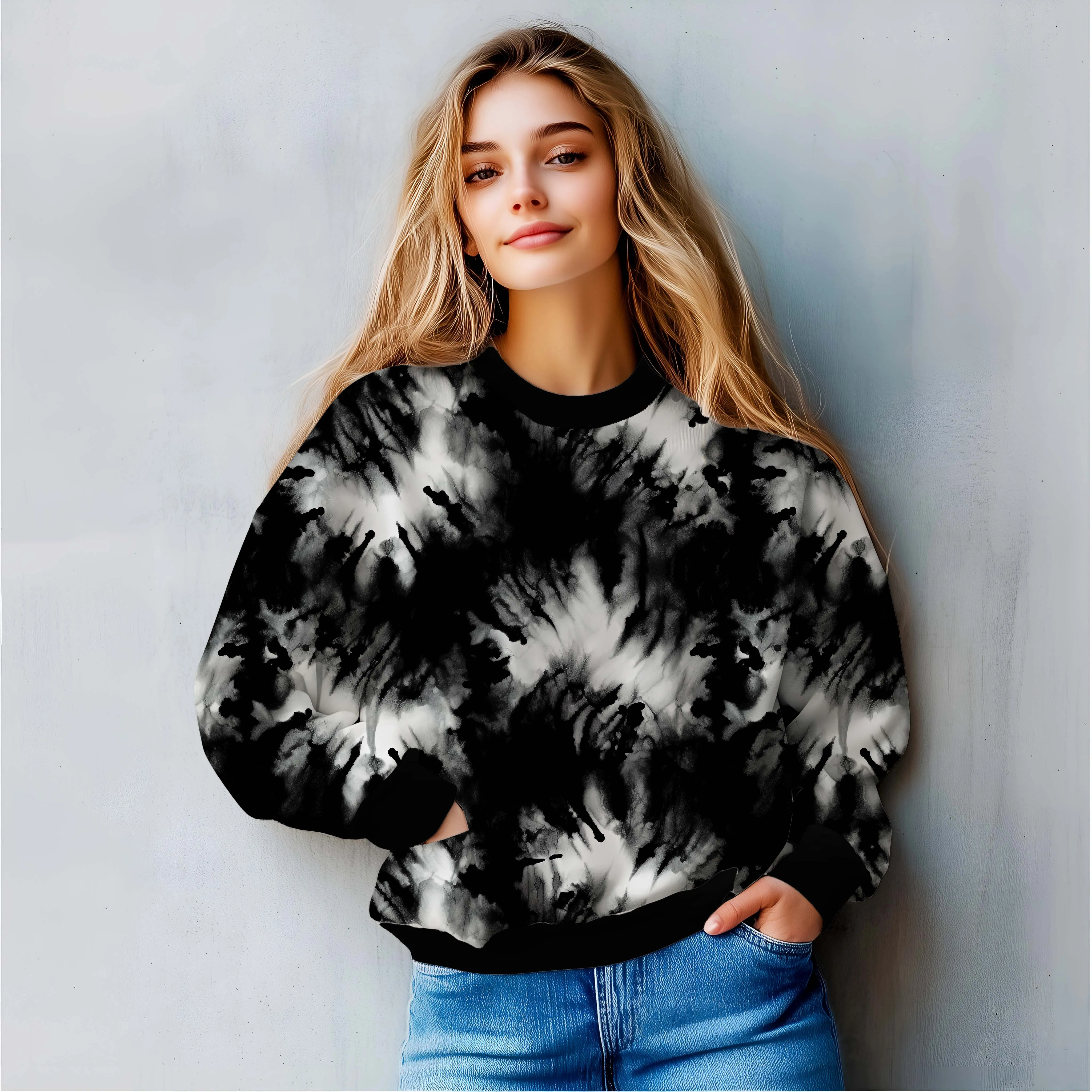 Midnight Swirl: Embrace the Night All Over Print Sweatshirt