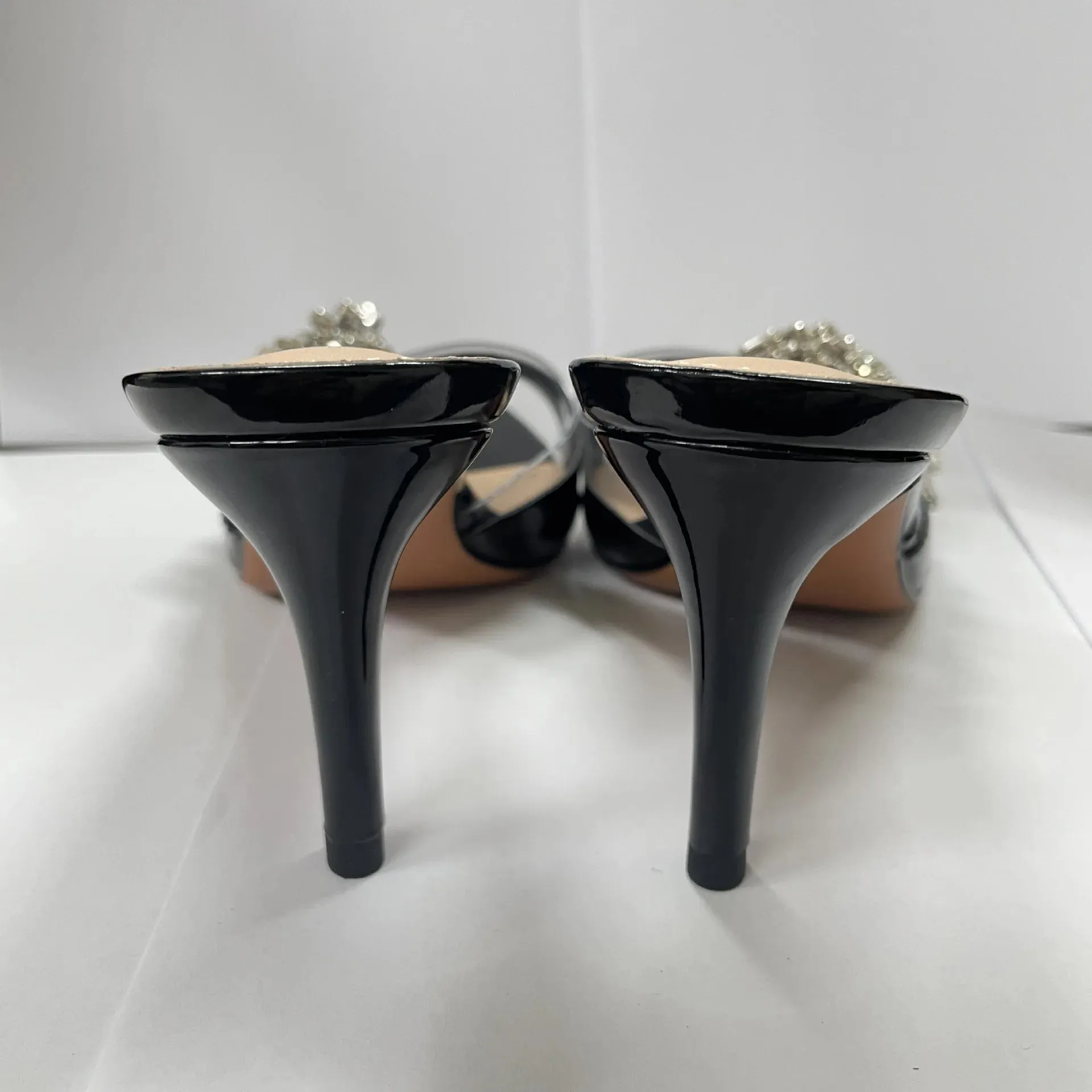 Pointed Rhinestone Flower One-strap Open Toe High Heel Sandals