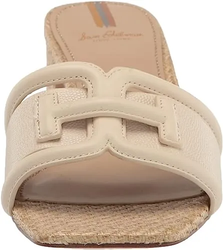 Sam Edelman Waylon Modern Ivory Slip On Squared Open Toe Mule Block Heel Sandals