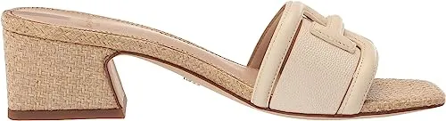 Sam Edelman Waylon Modern Ivory Slip On Squared Open Toe Mule Block Heel Sandals