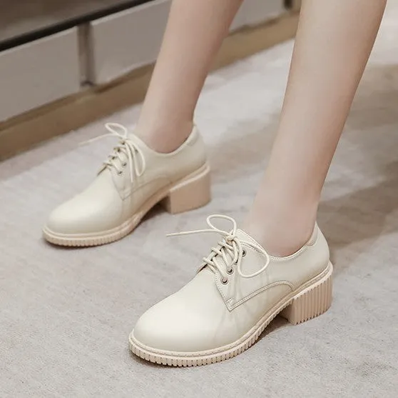 Small Size Leather Oxfords For Women BS392