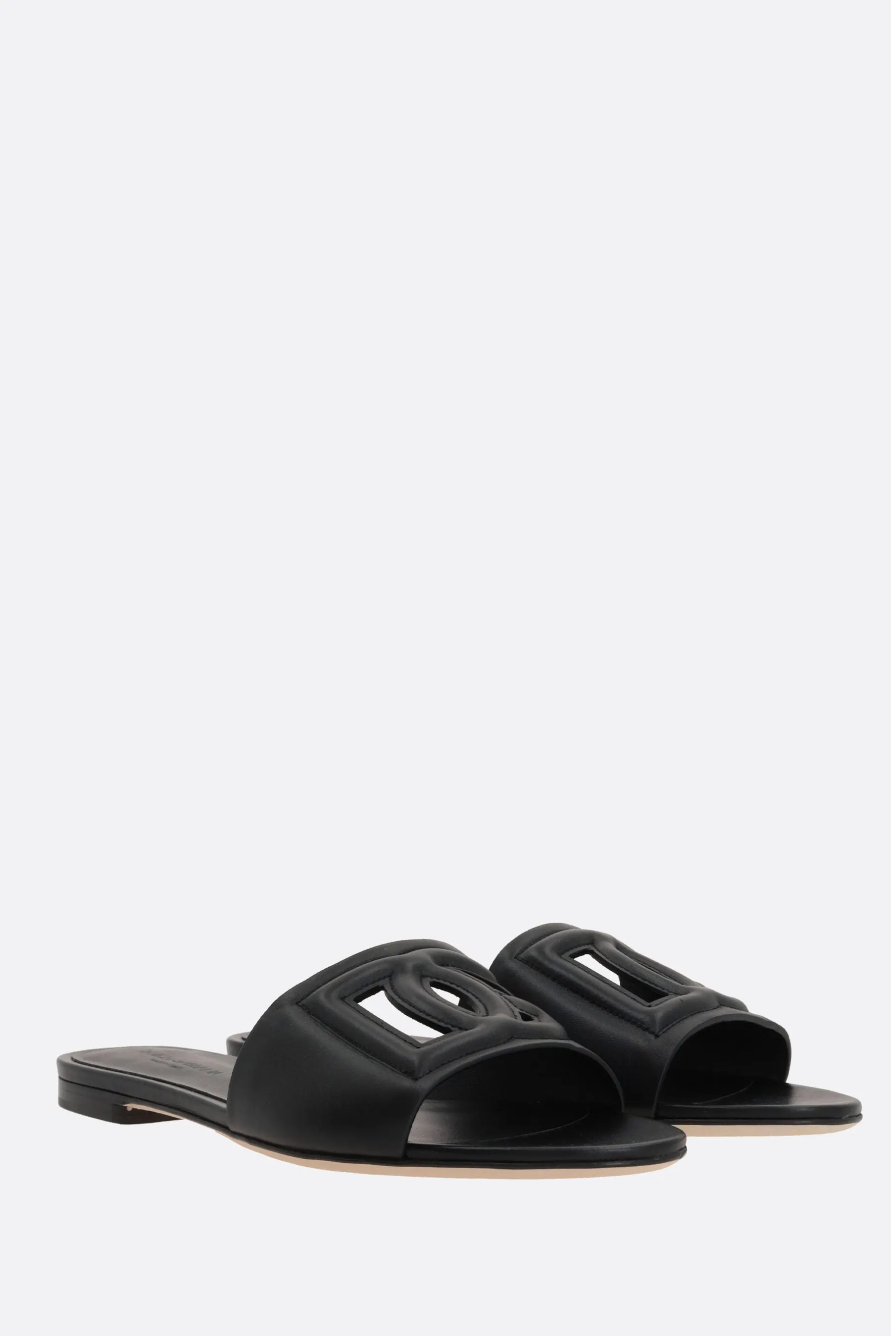 Smooth Leather Logo Slide Sandals