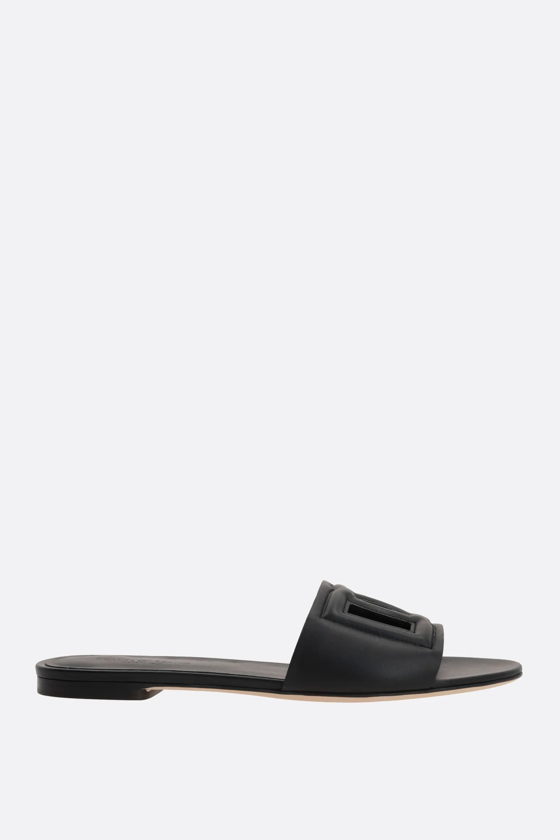 Smooth Leather Logo Slide Sandals