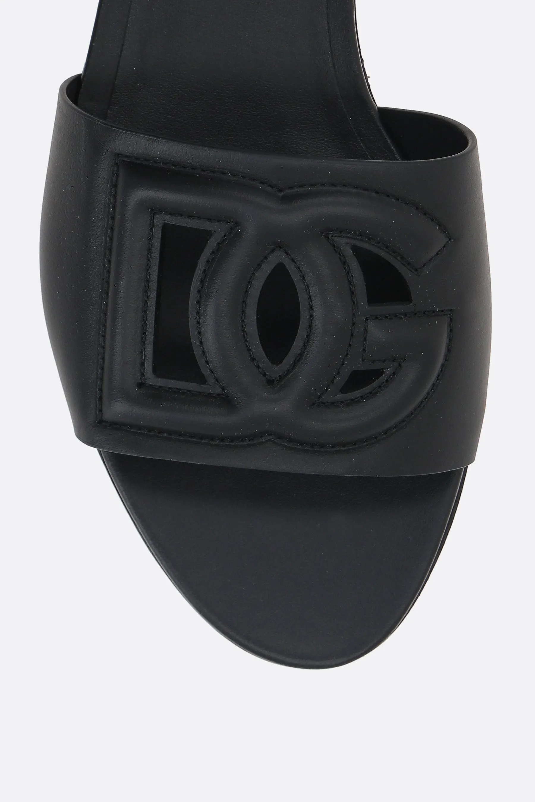 Smooth Leather Logo Slide Sandals