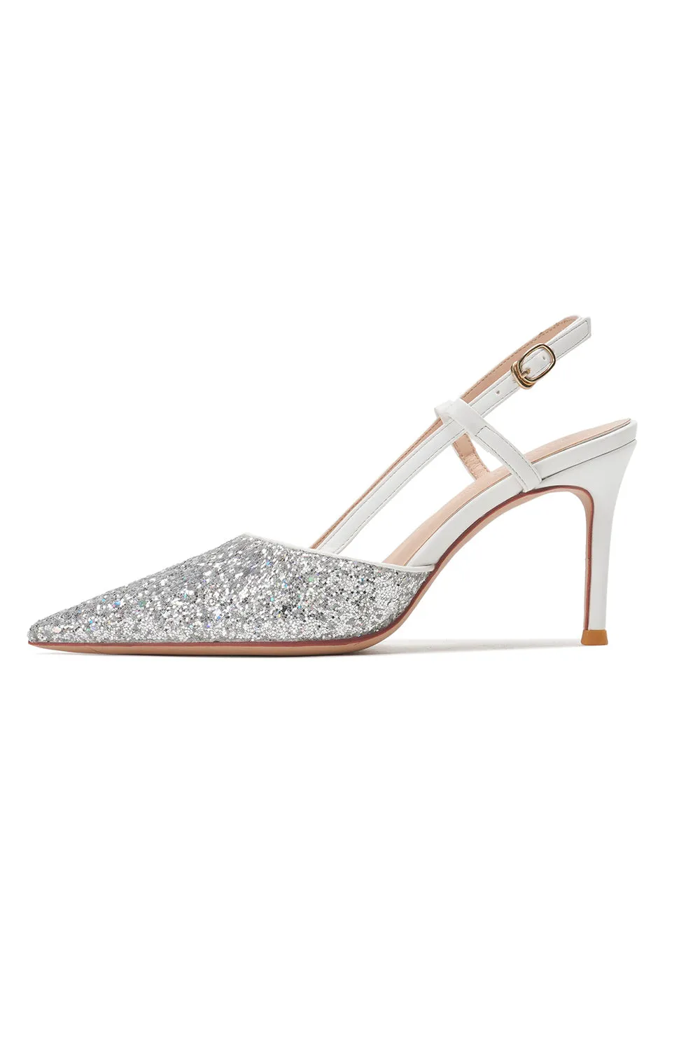 Stiletto High Heels with One Buckle and Toe Cap