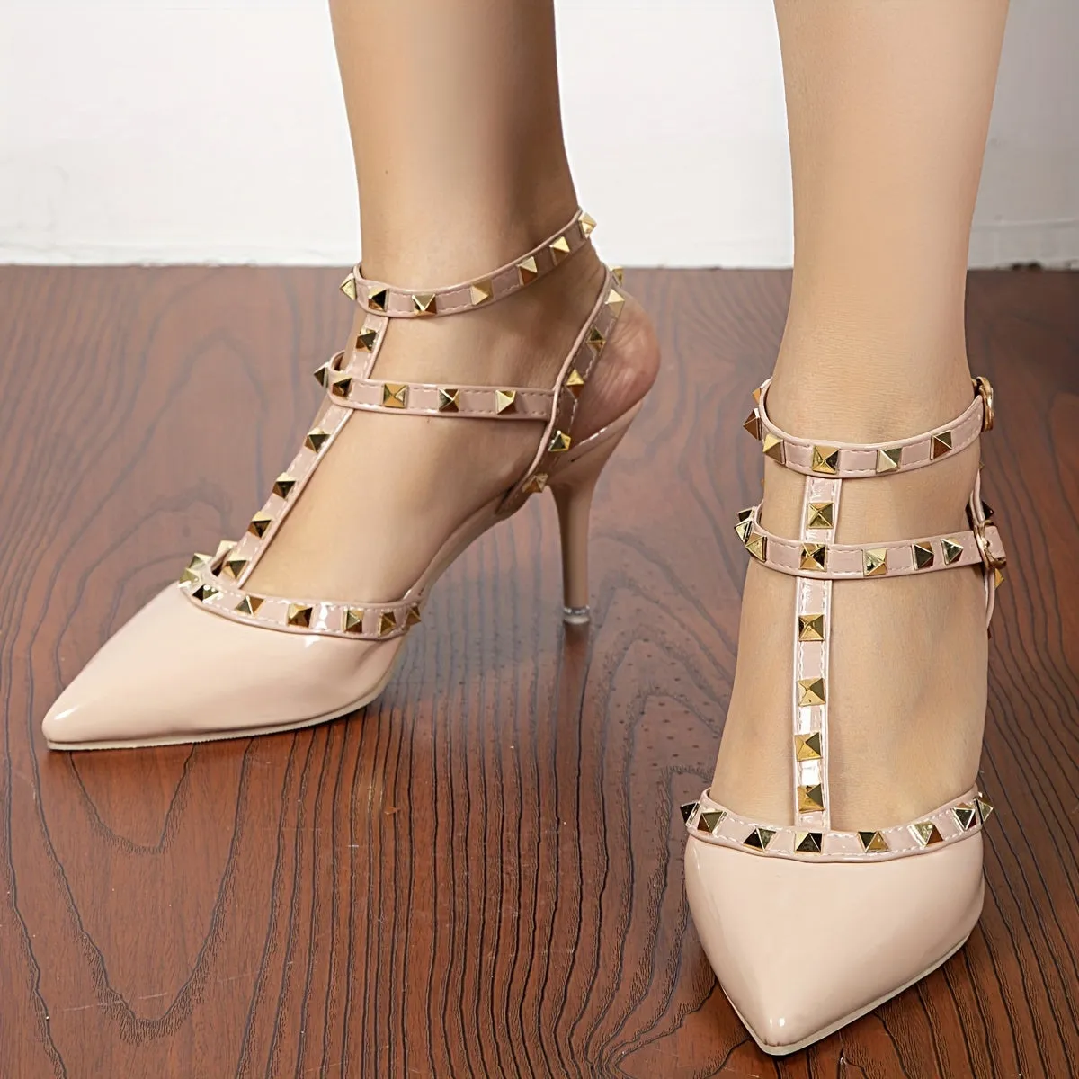 Stunning Rivet High Heels Alluring Slingback Stilettos for Women