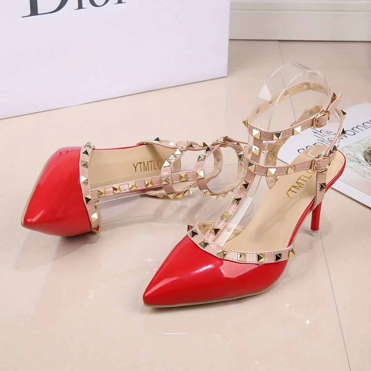 Stunning Rivet High Heels Alluring Slingback Stilettos for Women