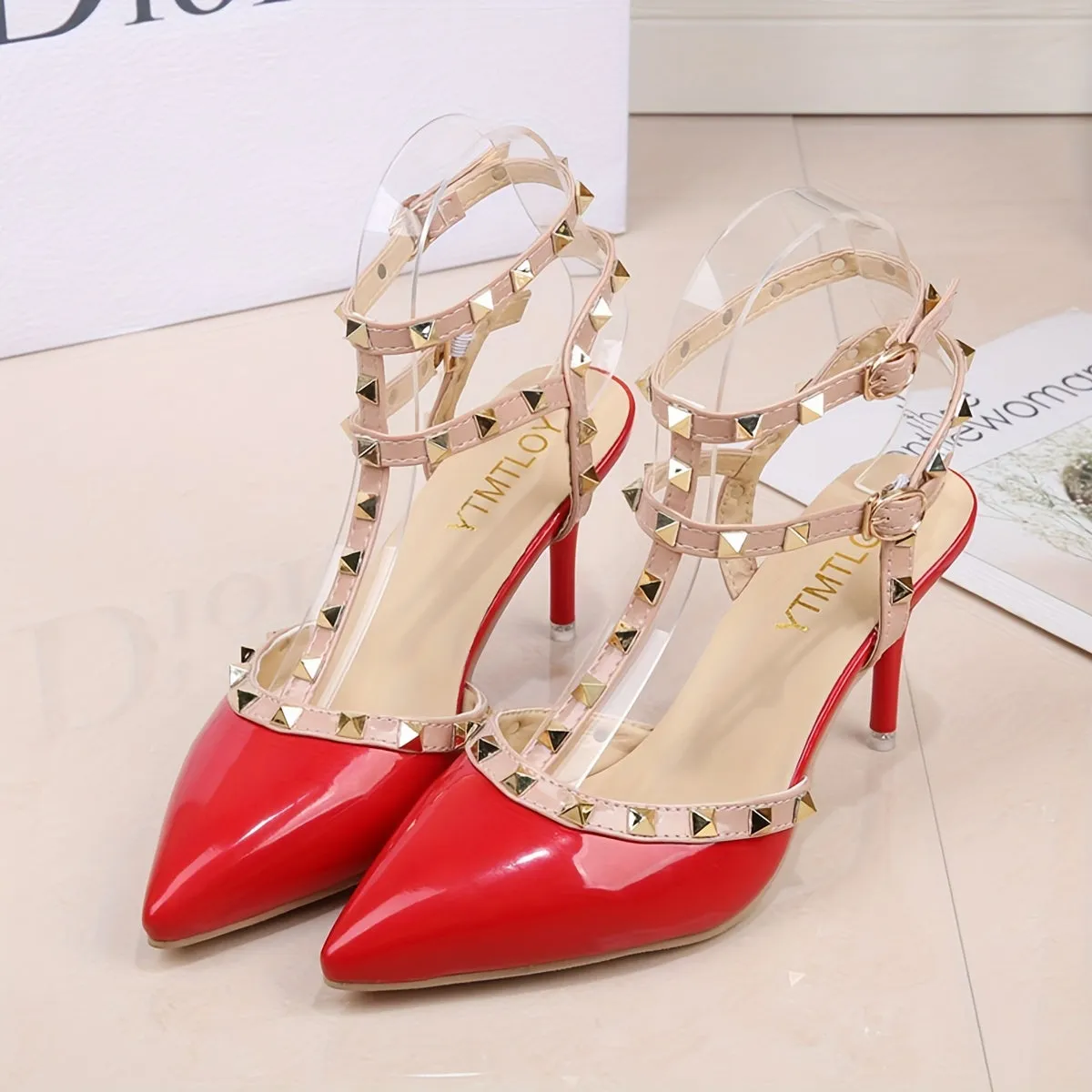 Stunning Rivet High Heels Alluring Slingback Stilettos for Women