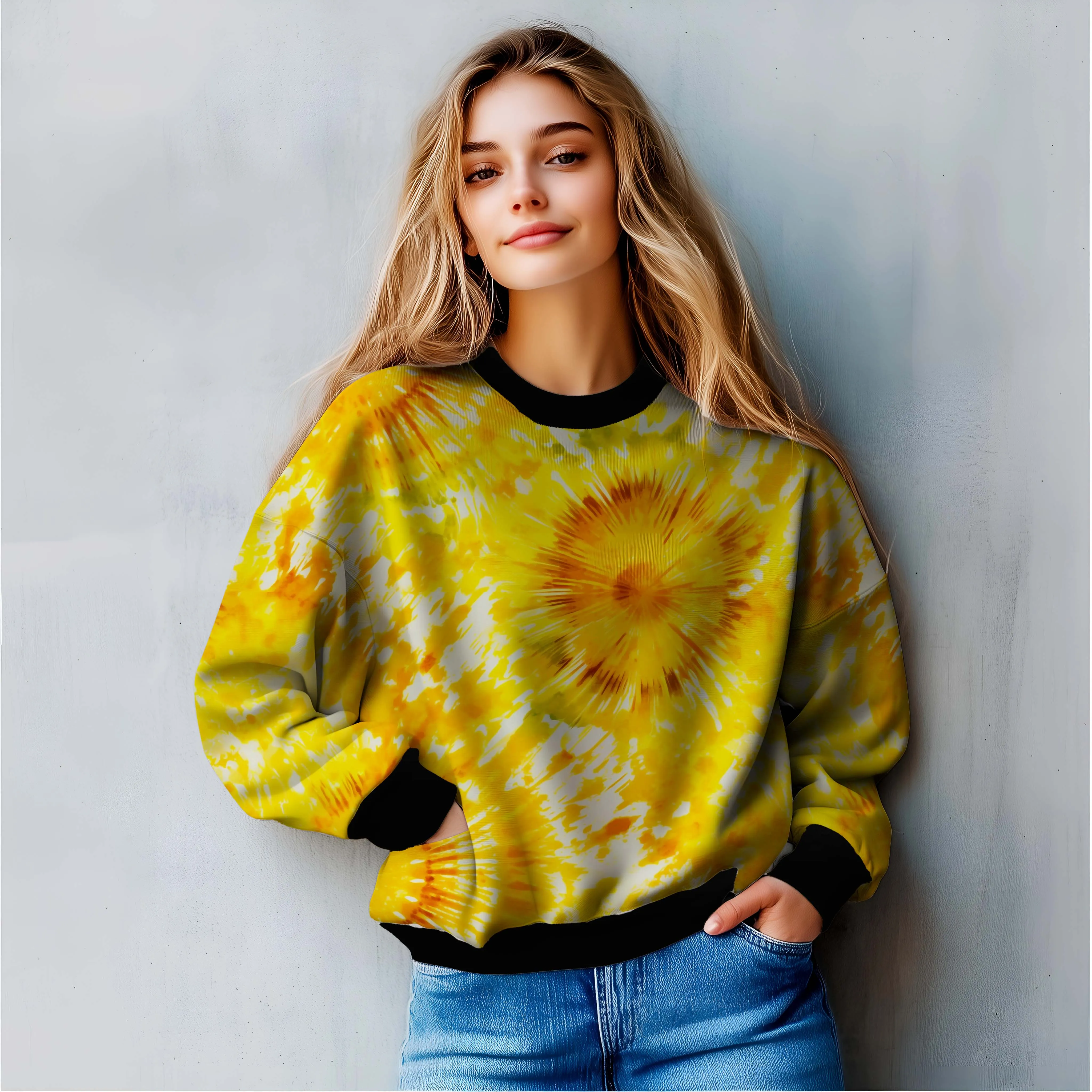 Sunny Glow Tie-Dye All over Print Sweatshirt