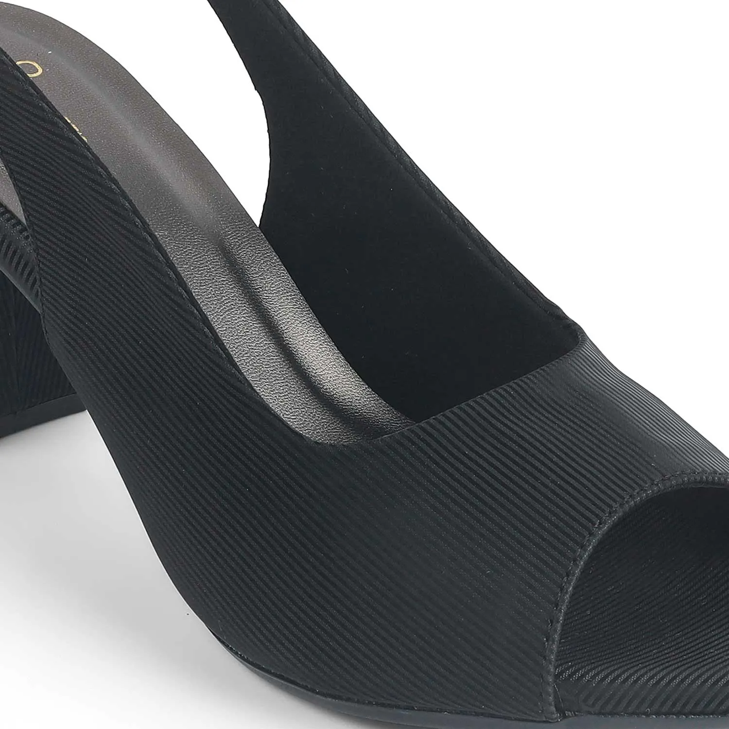 Tresmode Eslip Black Women's Dress Block Heel Slingback Sandals