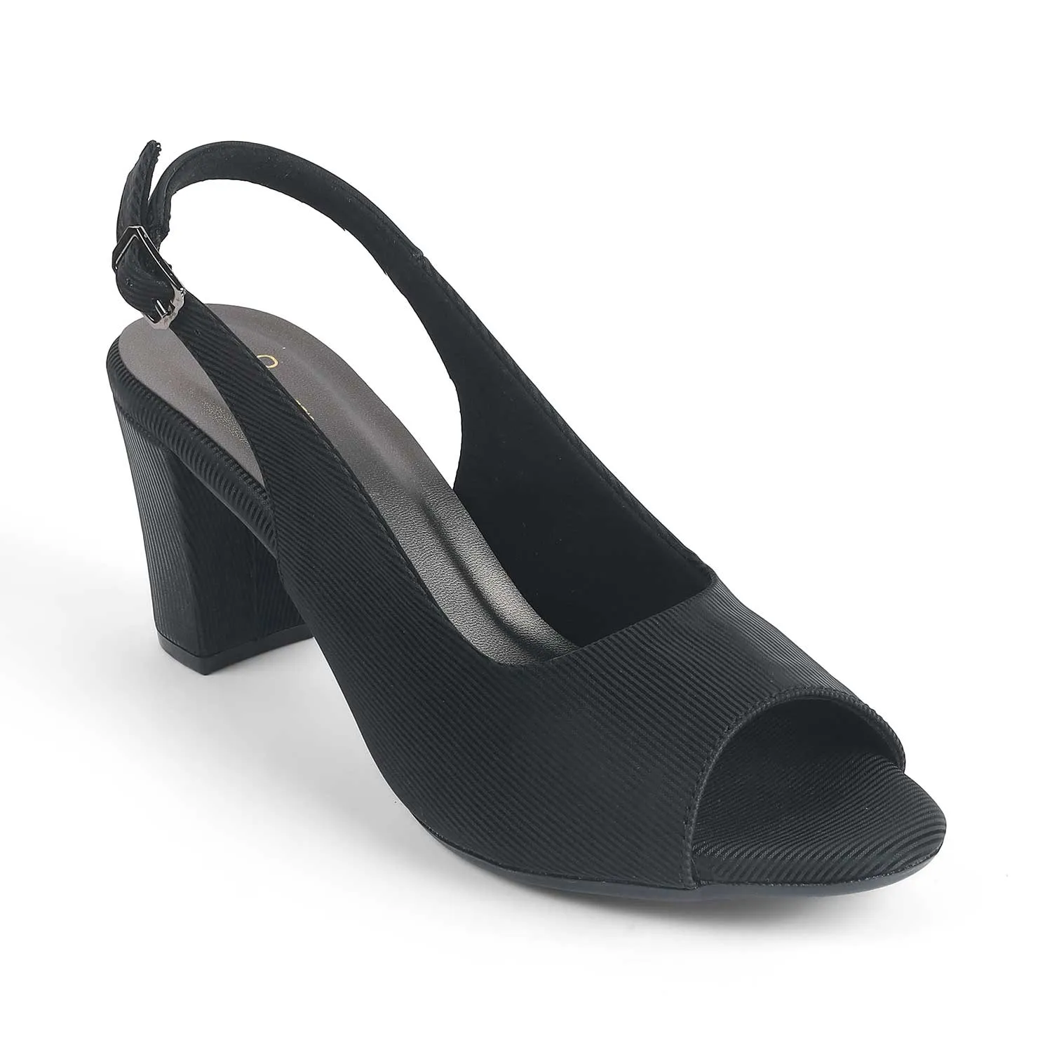 Tresmode Eslip Black Women's Dress Block Heel Slingback Sandals