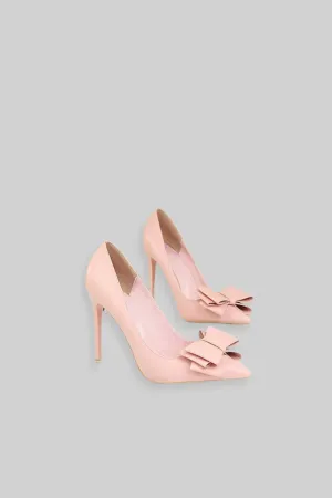 Vegan Leather Ribbon High Heels - Pink