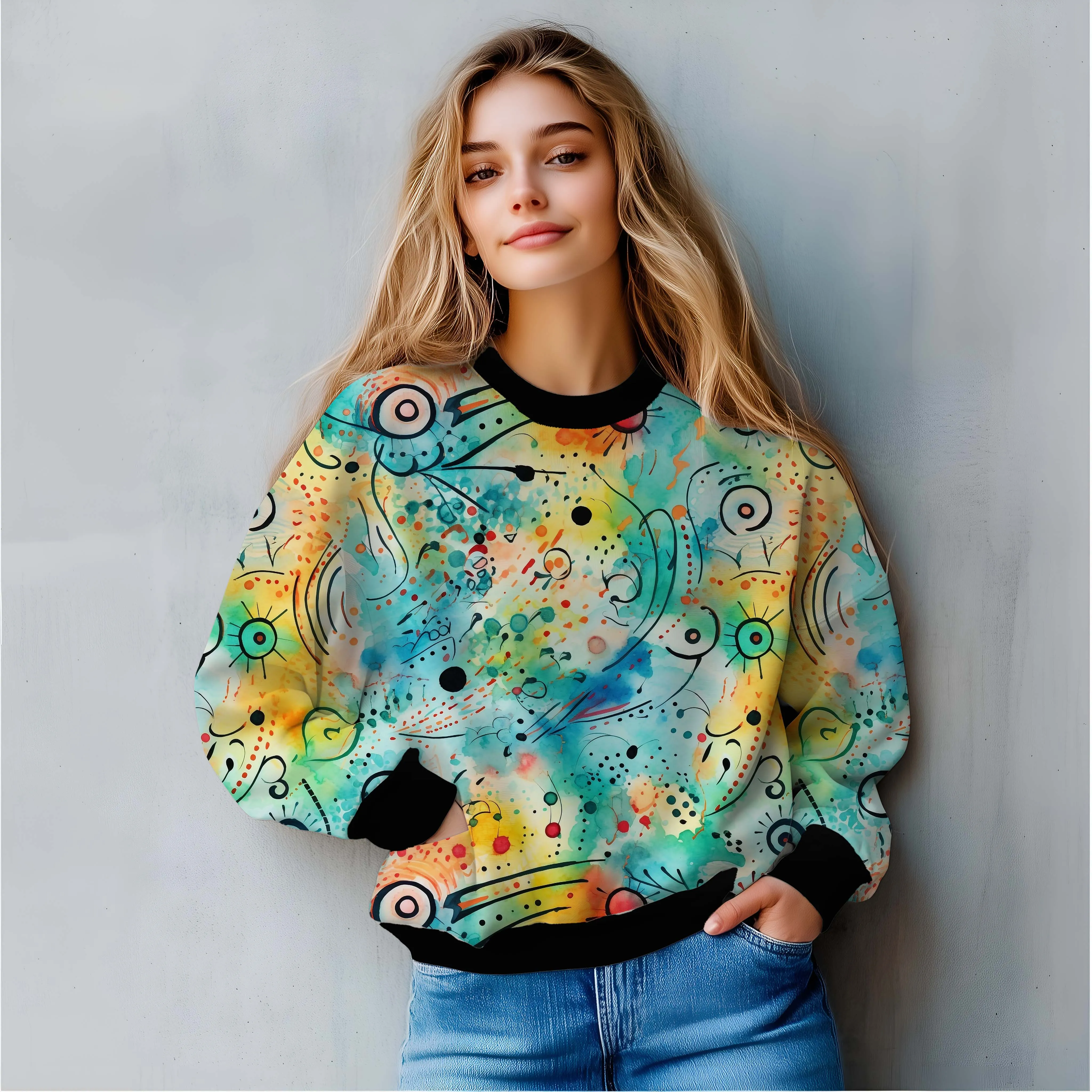 Water Doodles Eye All Over Print Sweatshirt