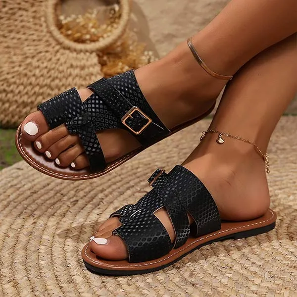Women's Buckled Strap Roman Slide Sandals 47002569C